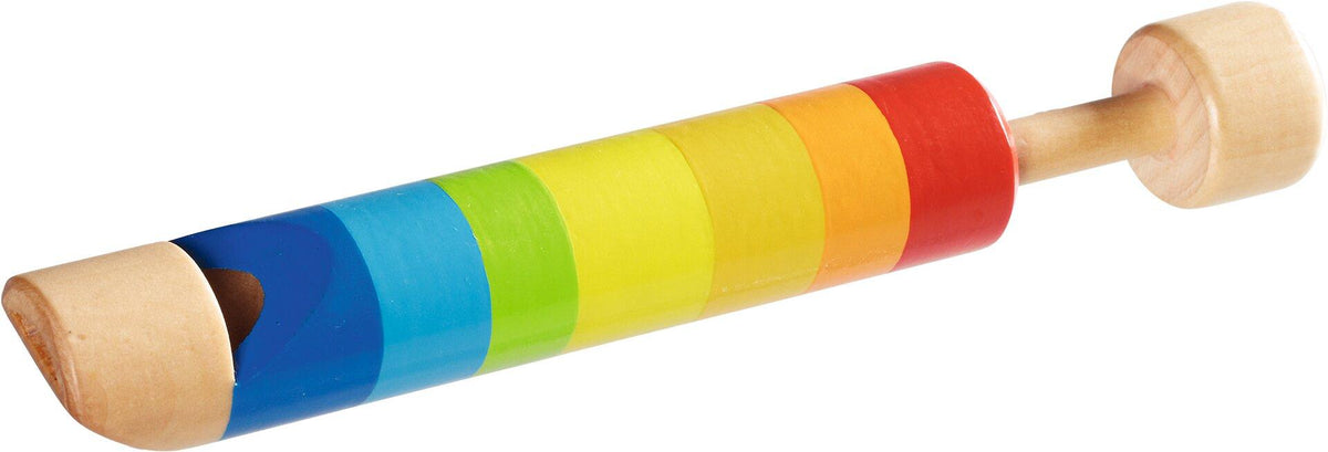 Kolbenflöte in Regenbogenfarben aus Holz – Ansicht