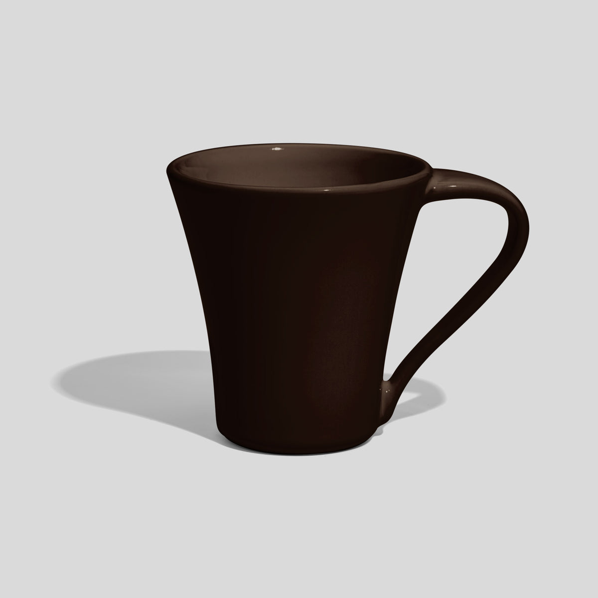Konische Keramiktasse 200 ml mit geschwungenem Henkel – Dunkelbraun
