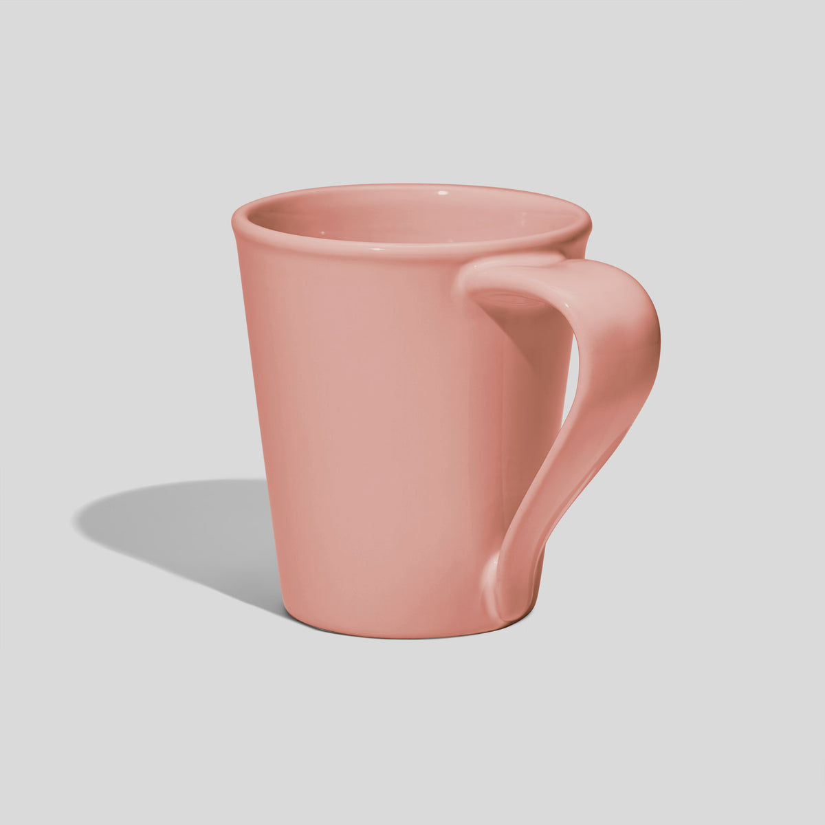 Konische Keramiktasse 280 ml mit geschwungenem Henkel – Rosa