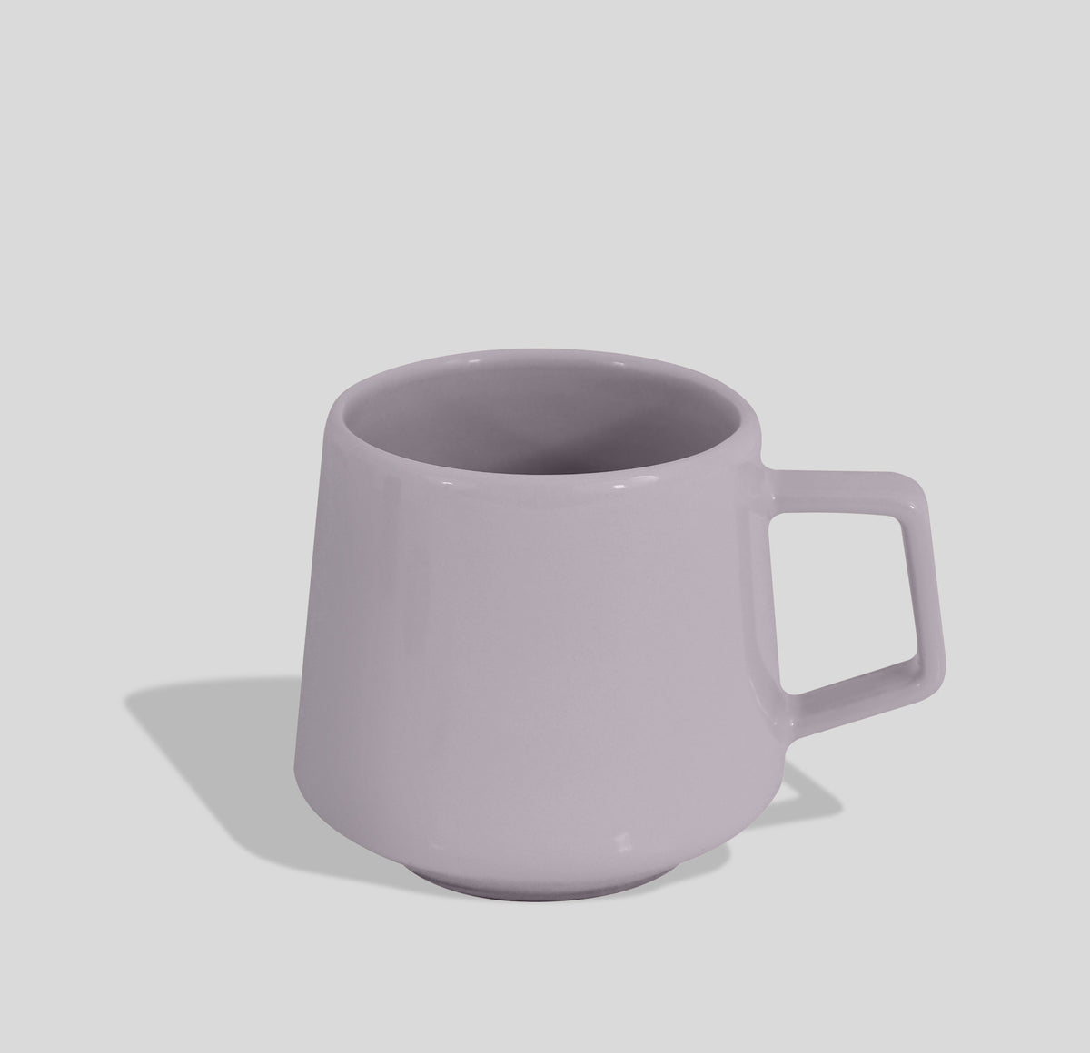 Konische Keramiktasse 300 ml mit Trapezhenkel – Hellgrau