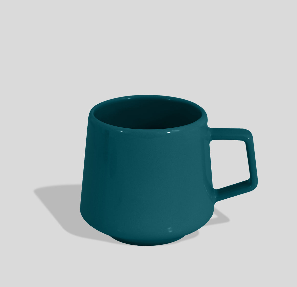 Konische Keramiktasse 300 ml mit Trapezhenkel – Petrol