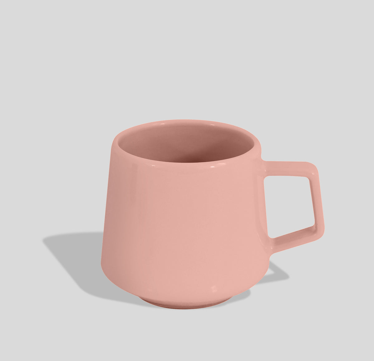 Konische Keramiktasse 300 ml mit Trapezhenkel – Rosa