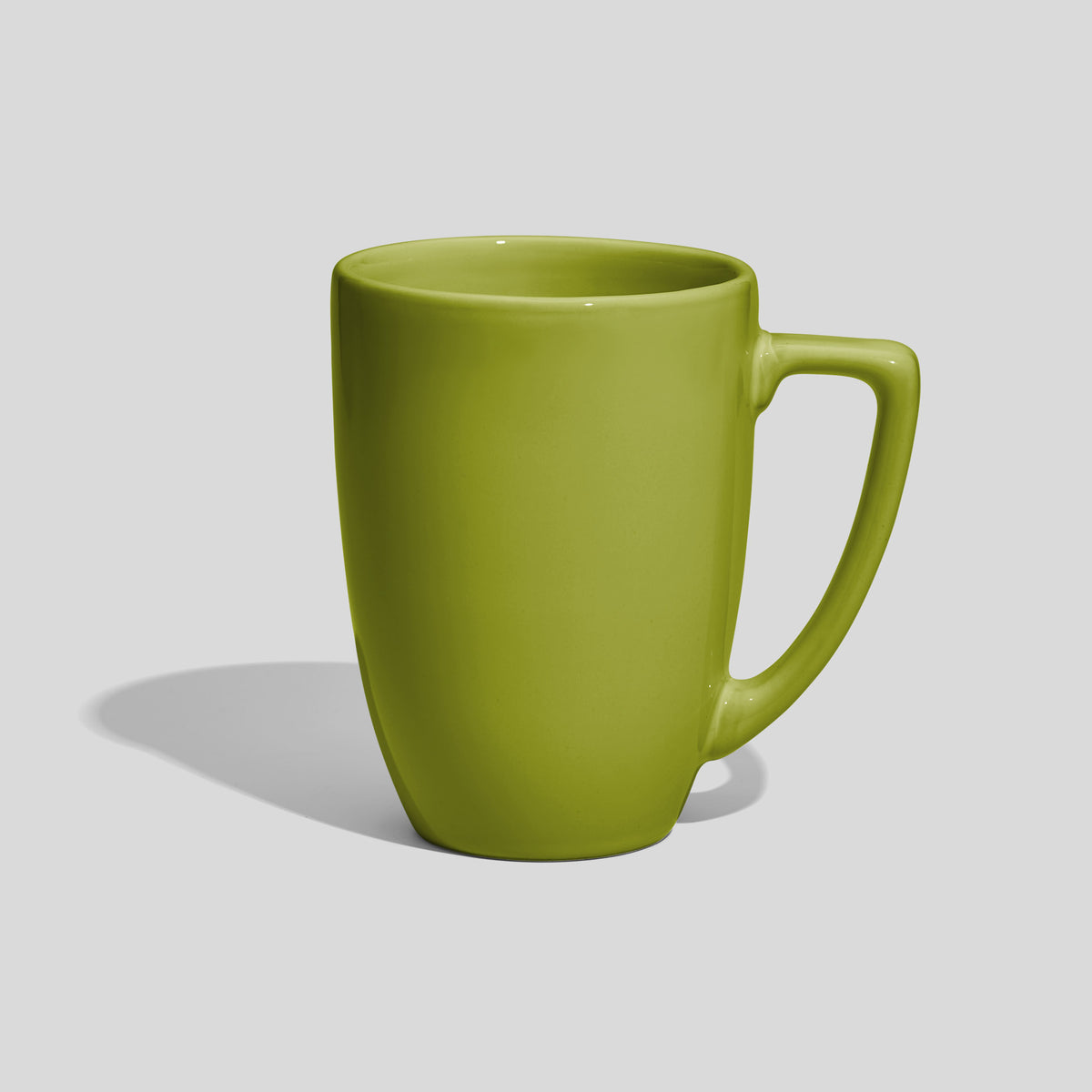 Konische Keramiktasse 330 ml mit eckigem Henkel – Limettengrün