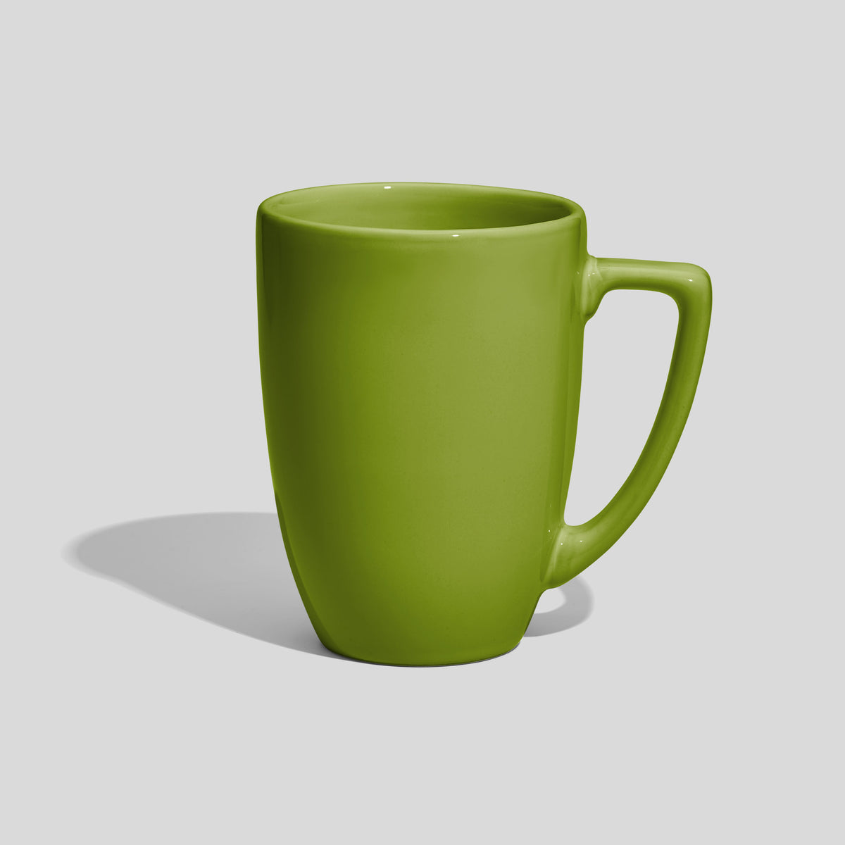 Konische Keramiktasse 330 ml mit eckigem Henkel – Olivgrün