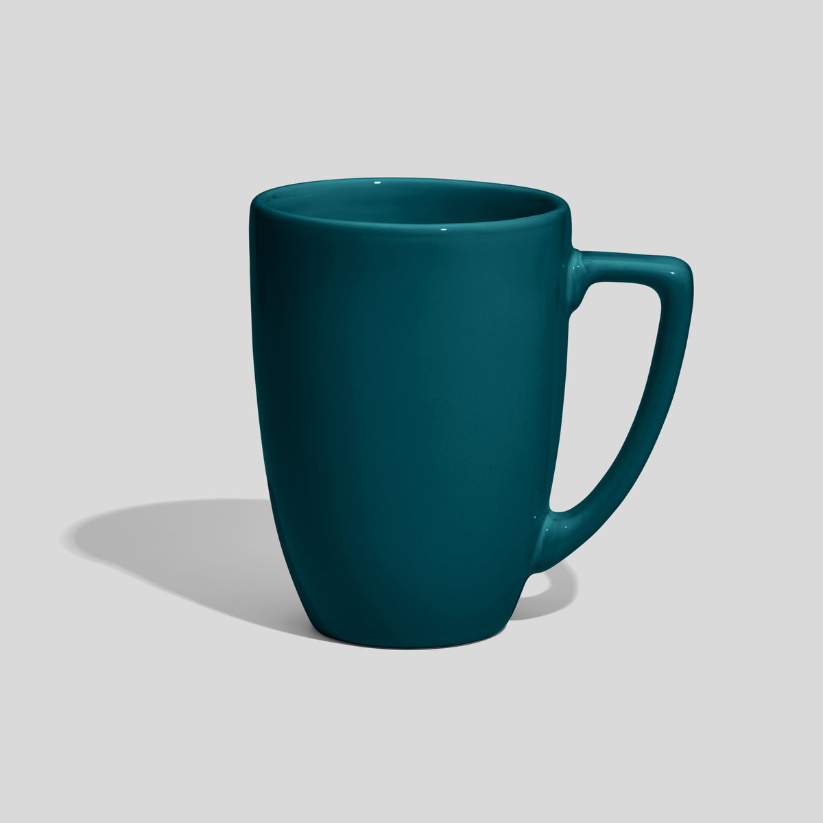 Konische Keramiktasse 330 ml mit eckigem Henkel – Petrol