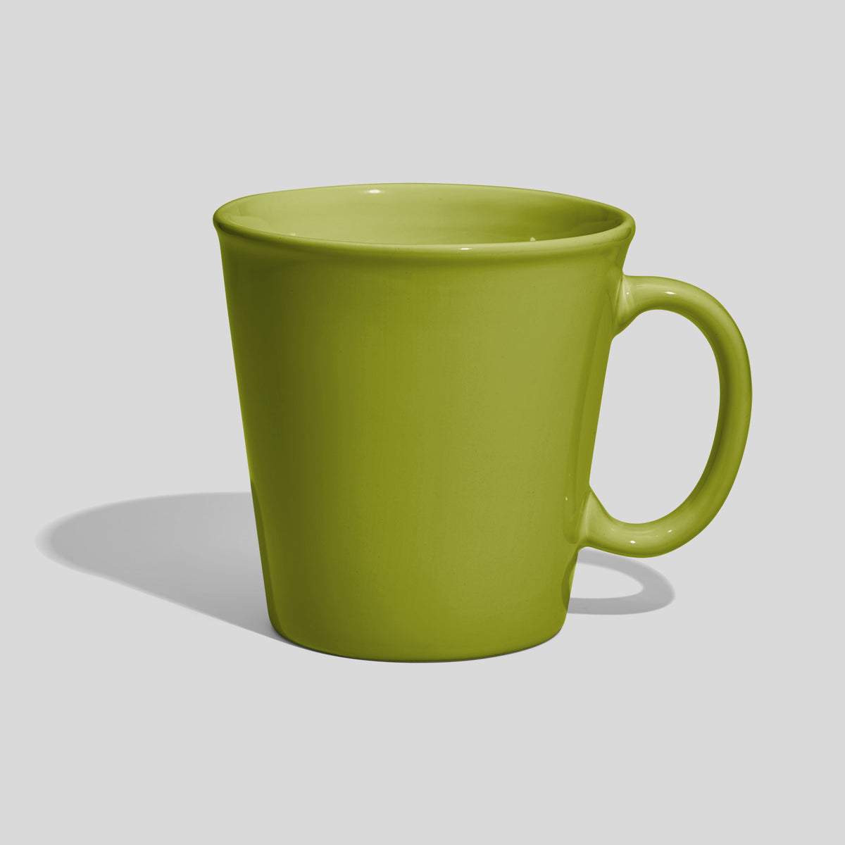 Konische Keramiktasse 600 ml mit großem Ringhenkel – Limettengrün
