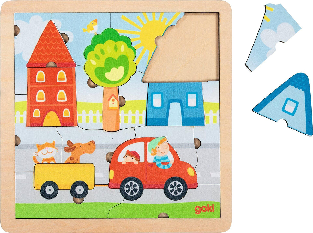 Konturpuzzle aus Holz mit Bauernhof, Meer, Stadt und Zoo – Fünfte Ansicht