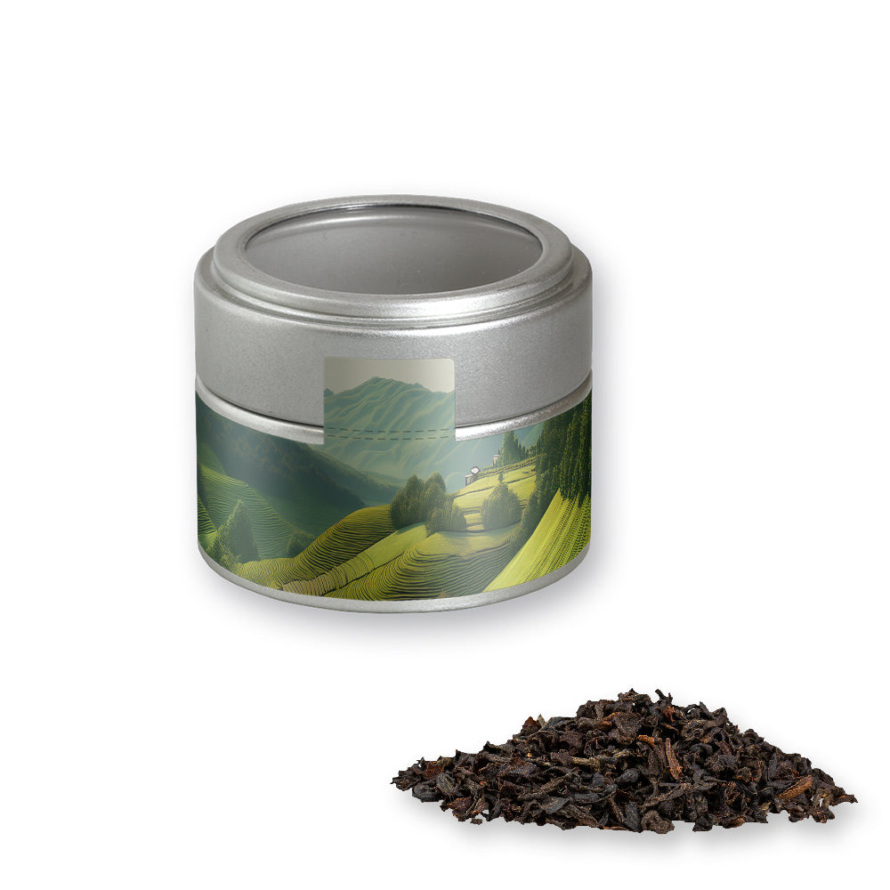 Kräutertee in der silbernen Metalldose Mini
