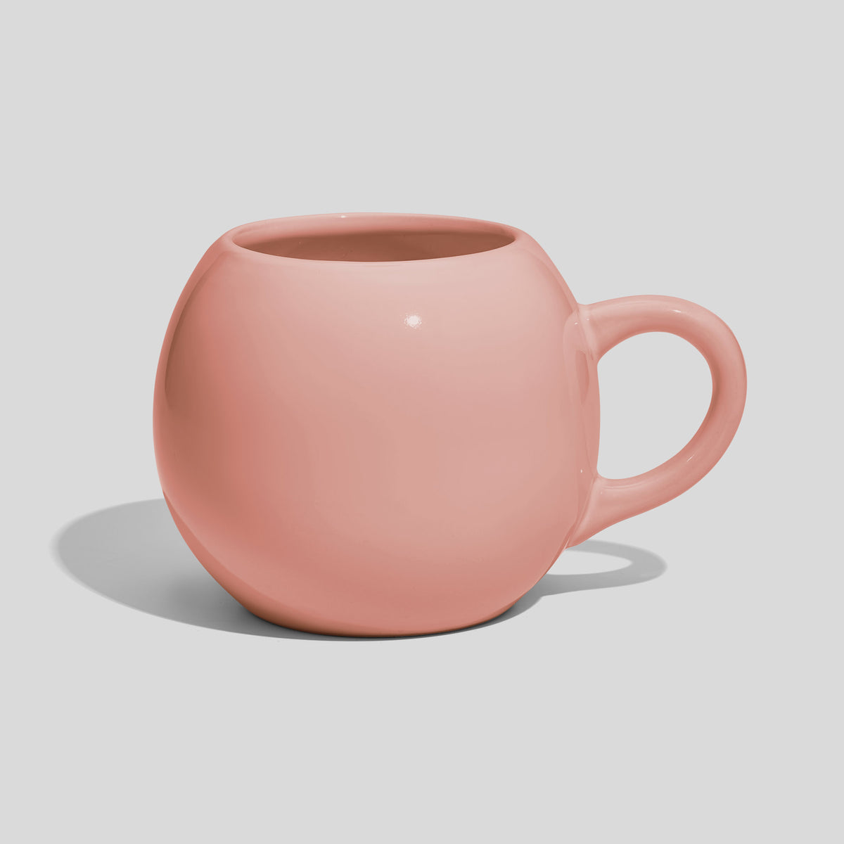 Kugelförmige Keramiktasse 420 ml mit Schlaufenhenkel – Rosa