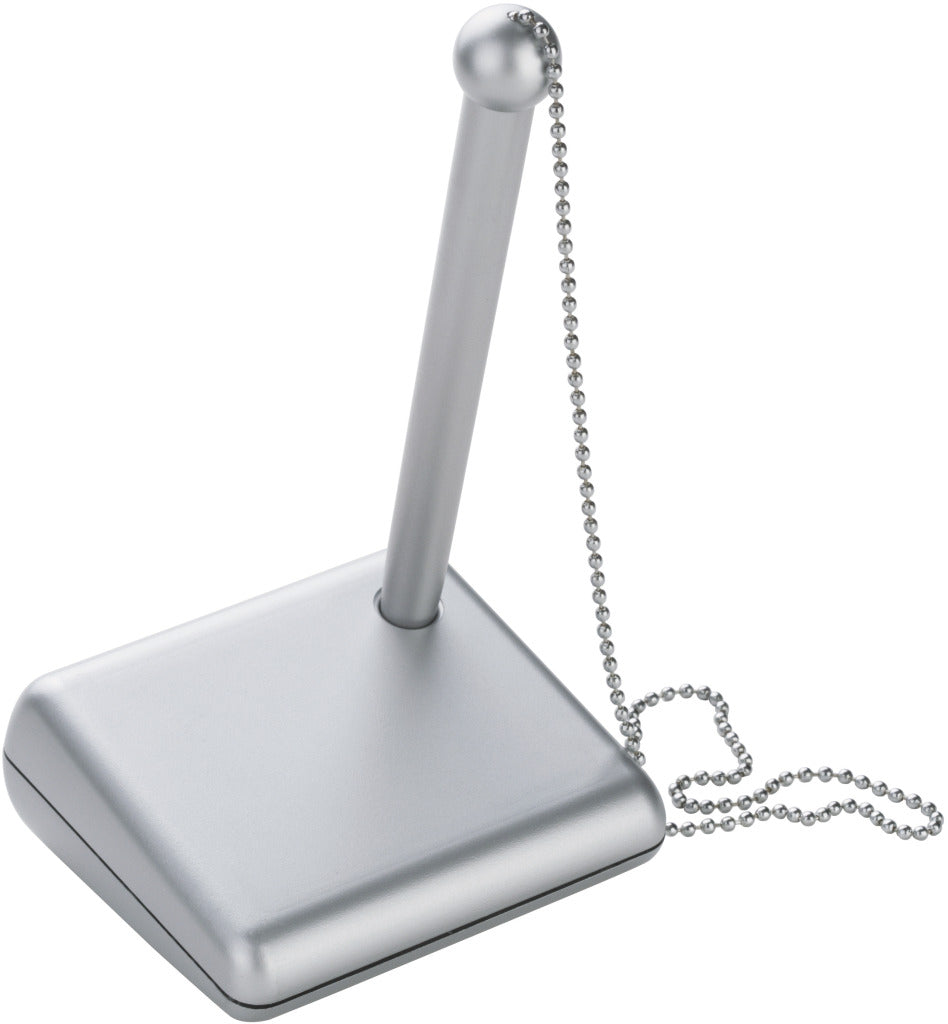 Kugelschreiberständer in Silber mit Kette – alle Farben