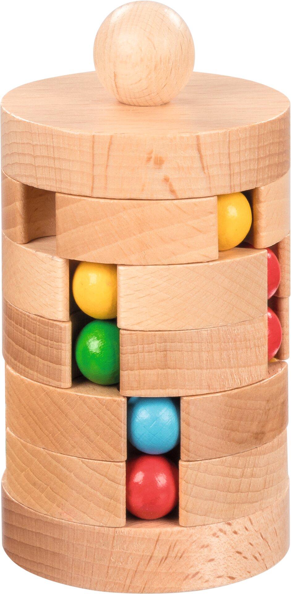 Kugelturm Holzpuzzle mit bunten Kugeln