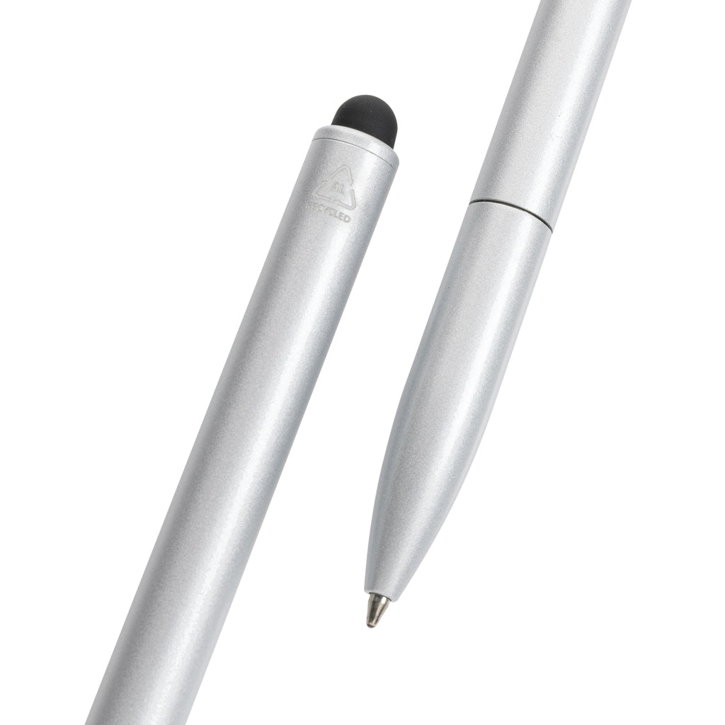 Kymi Stift mit Stylus aus RCS recyceltem Aluminum – silber