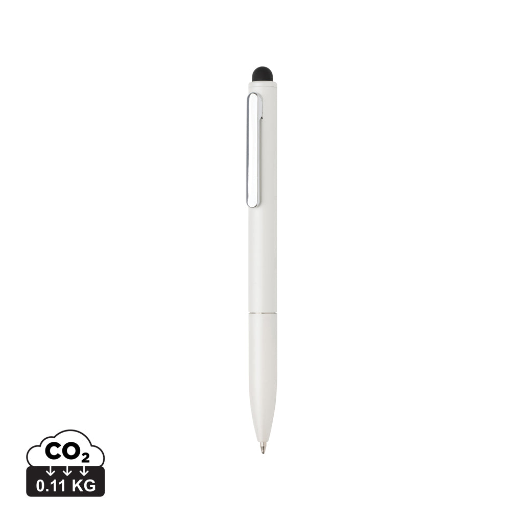 Kymi Stift mit Stylus aus RCS recyceltem Aluminum – weiß