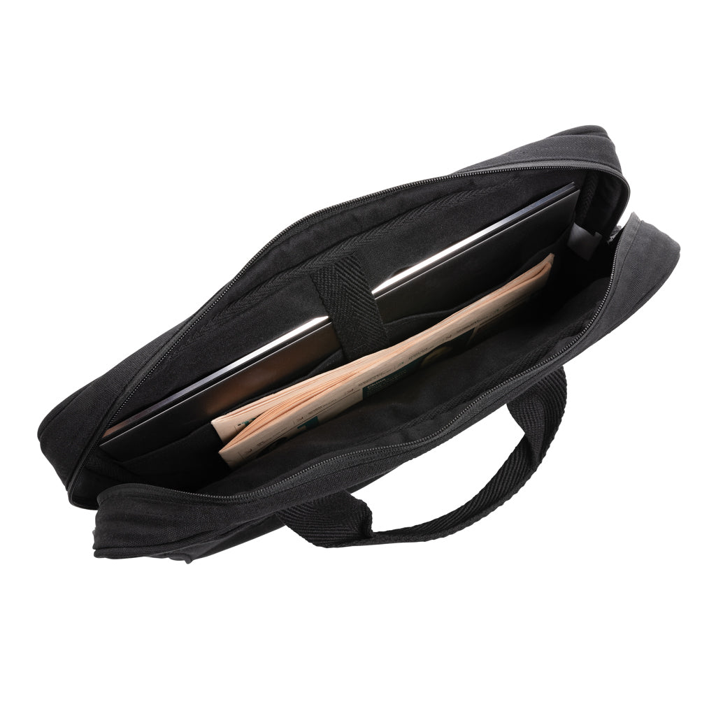 Laluka AWARE™ 15.4" Laptop-Tasche aus recycelter Baumwolle – schwarz