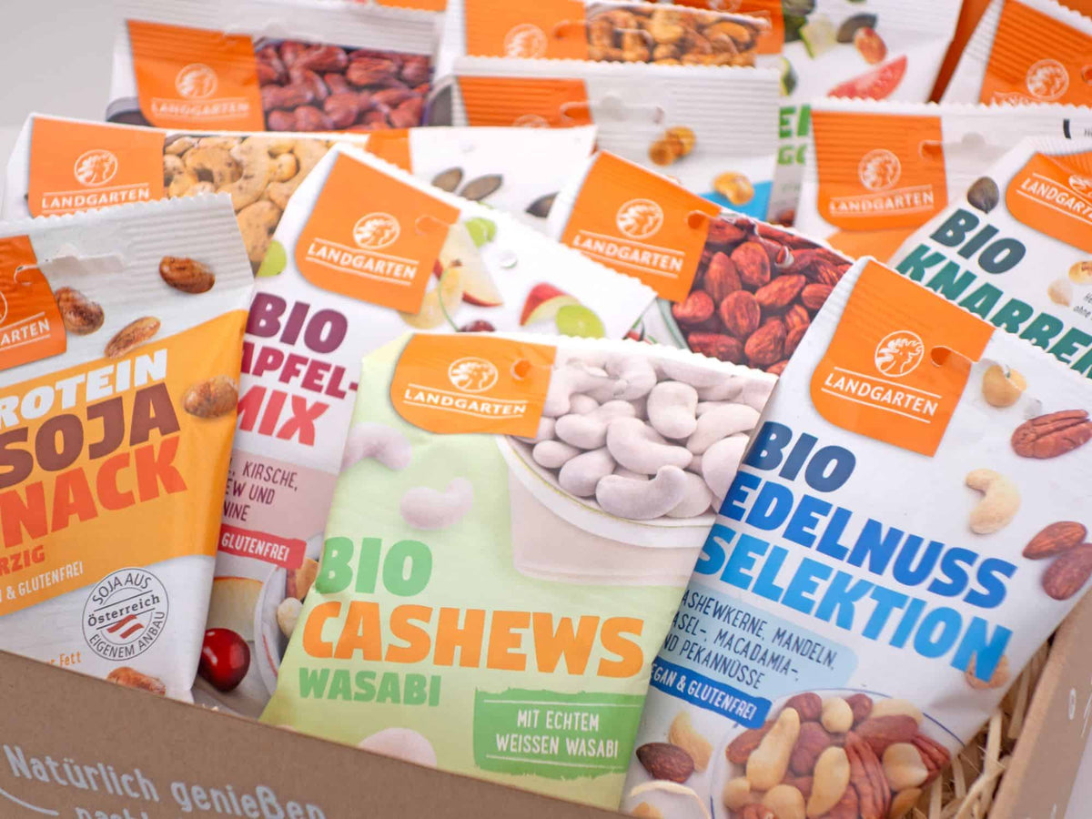LANDGARTEN Bio Geschenkbox Groß Fitness mit Logo Button