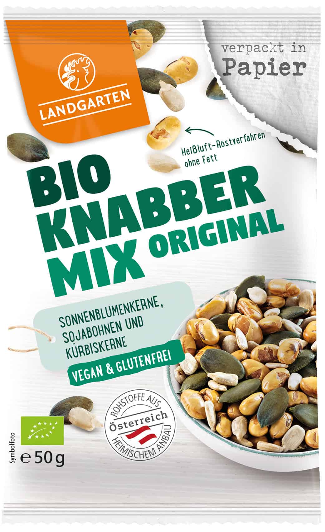 LANDGARTEN Bio Knabber Mix Original 50 g mit Logo Button