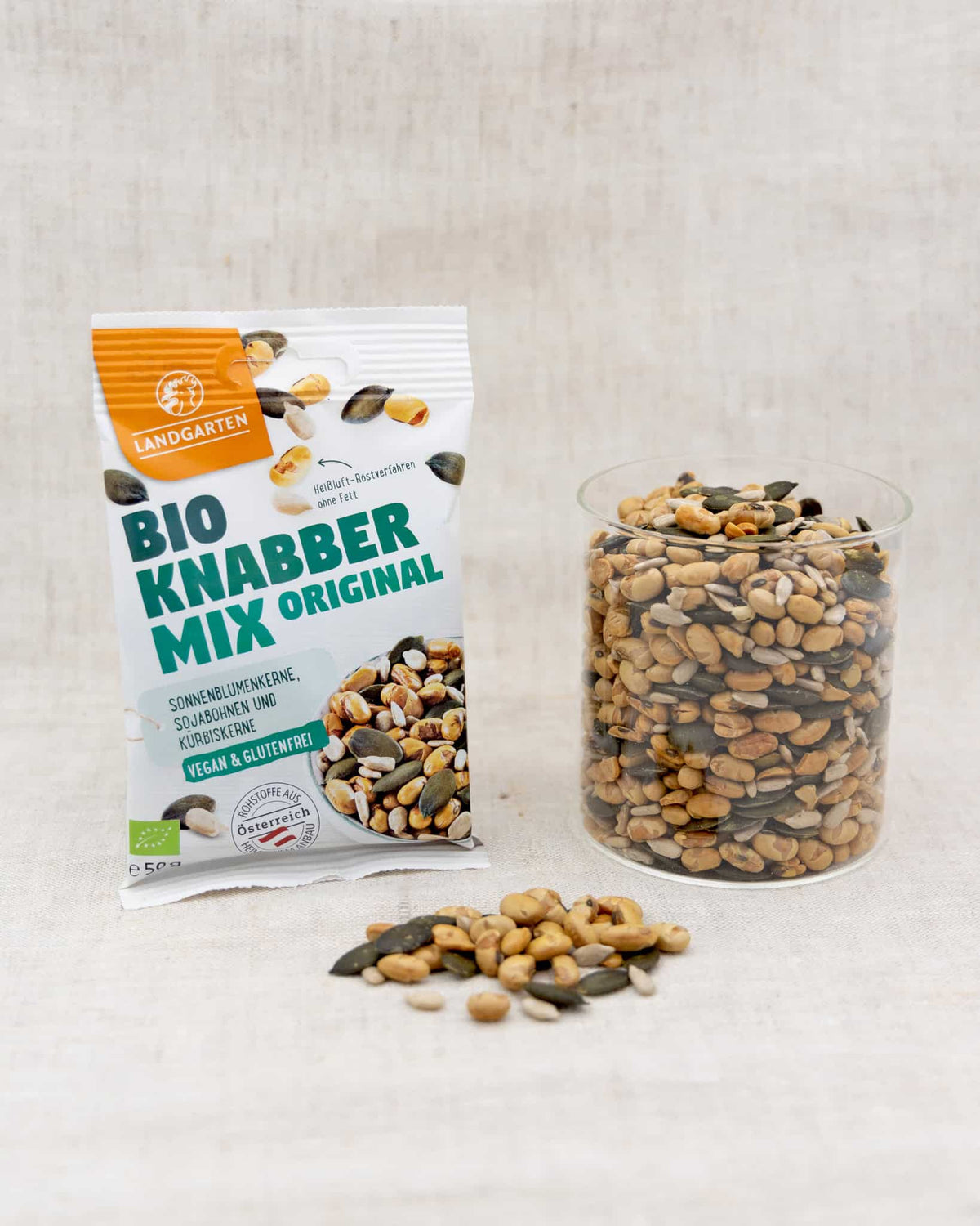 LANDGARTEN Bio Knabber Mix Original 50 g mit Logo Button