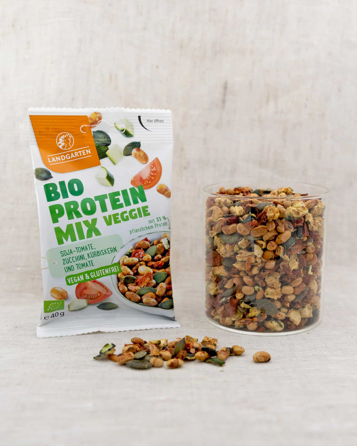 LANDGARTEN Bio Protein Mix Veggie 40 g mit Logo Button
