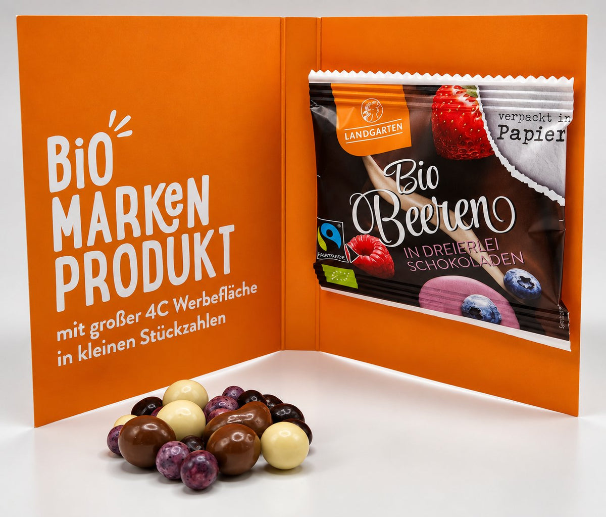 LANDGARTEN Bio Snack Werbekarte mit Deinem Design – Bio Beeren Mix, 15 g
