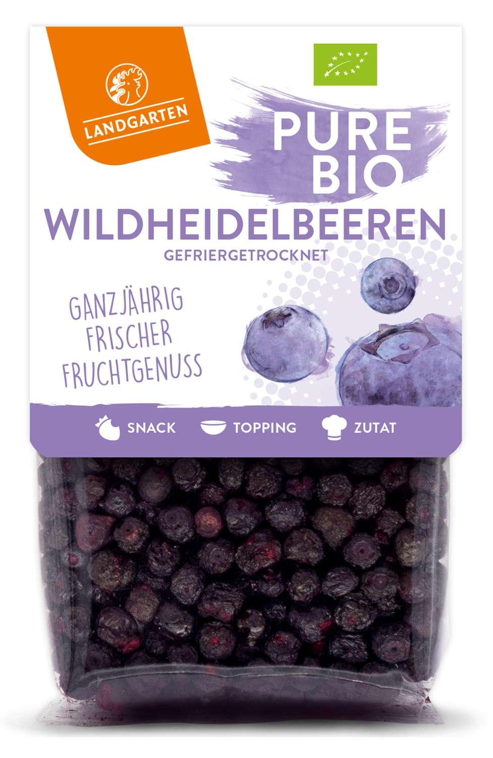 LANDGARTEN Pure Bio Heidelbeeren 20 g mit Logo Button