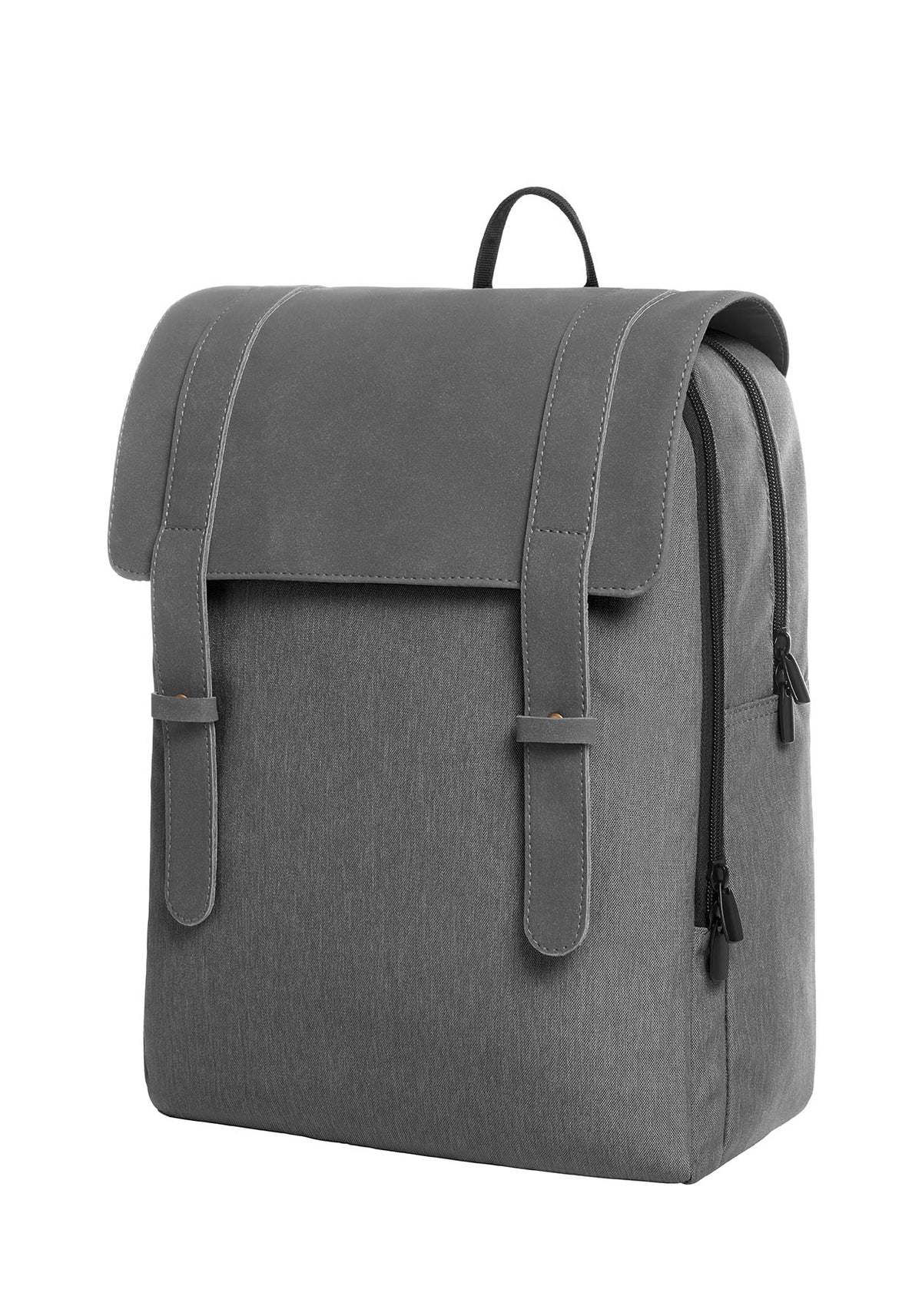 Laptoprucksack mit Klappe aus Velourskunstleder