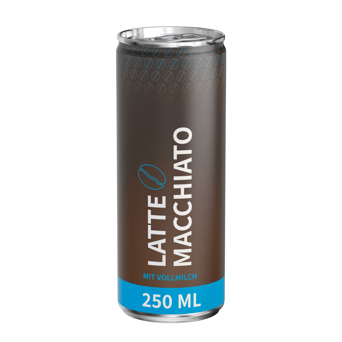 Latte Macchiato 250 ml Dose mit Fullbody Etikett in vier Varianten