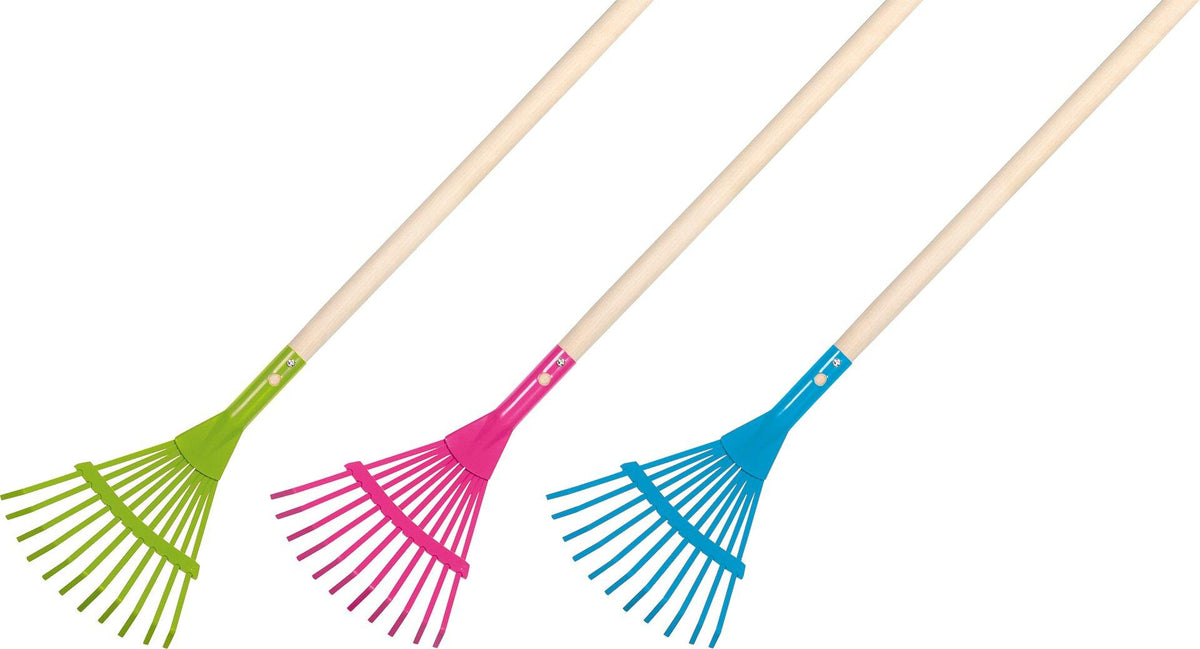 Laubrechen für Kinder im 3er Set in Grün, Pink und Blau