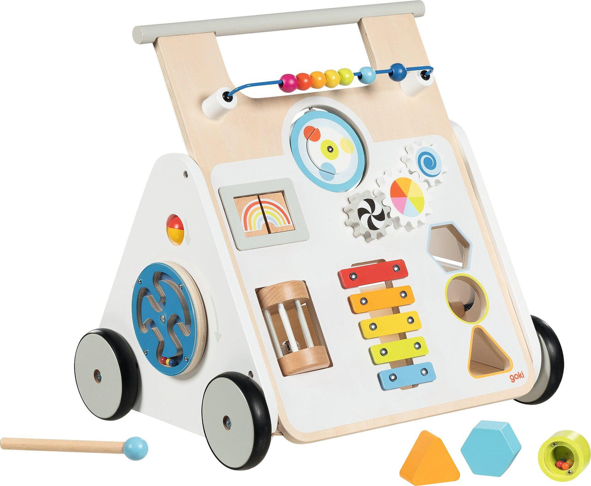 Lauflernwagen KiddyCruiser aus Holz mit Xylophon und Spielfeldern – weitere Ansicht