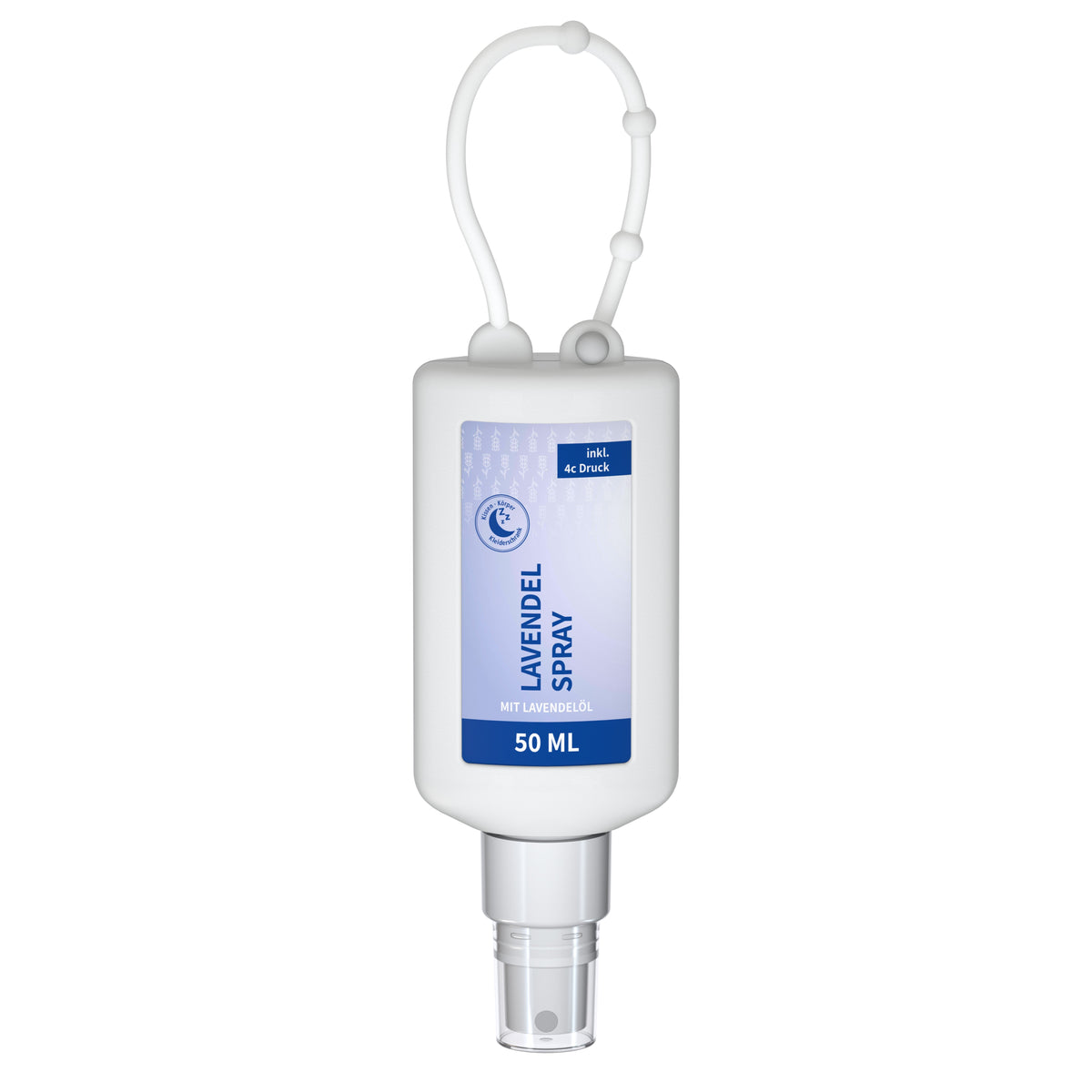 Lavendel Duftspray 50 ml Anhängeflasche mit Silikonhülle – Weiß