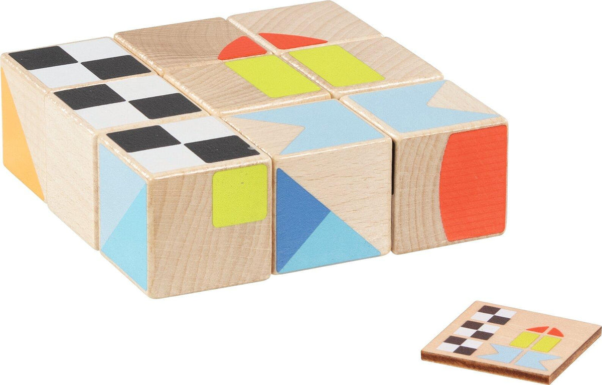 Legespiel II aus Holz mit 9 Würfeln und 25 Vorlagen – Weitere Ansicht