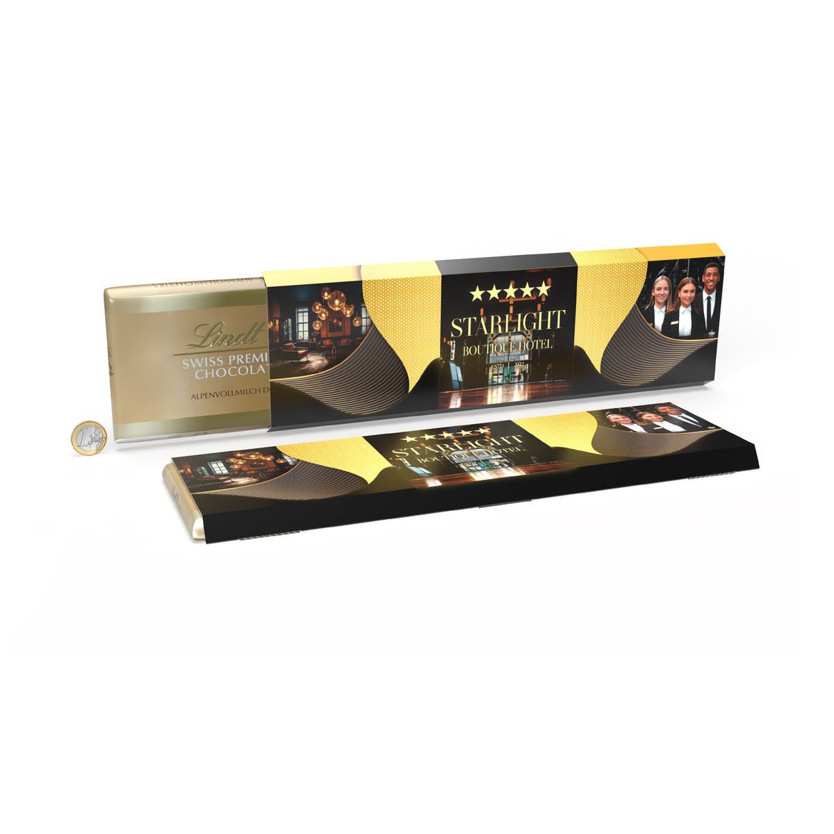 Lindt Alpenvollmilch Extra Tafel im Werbeschuber