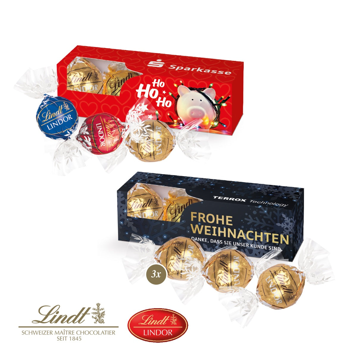 Lindt Lindor Präsent, 3er Weihnachtsedition