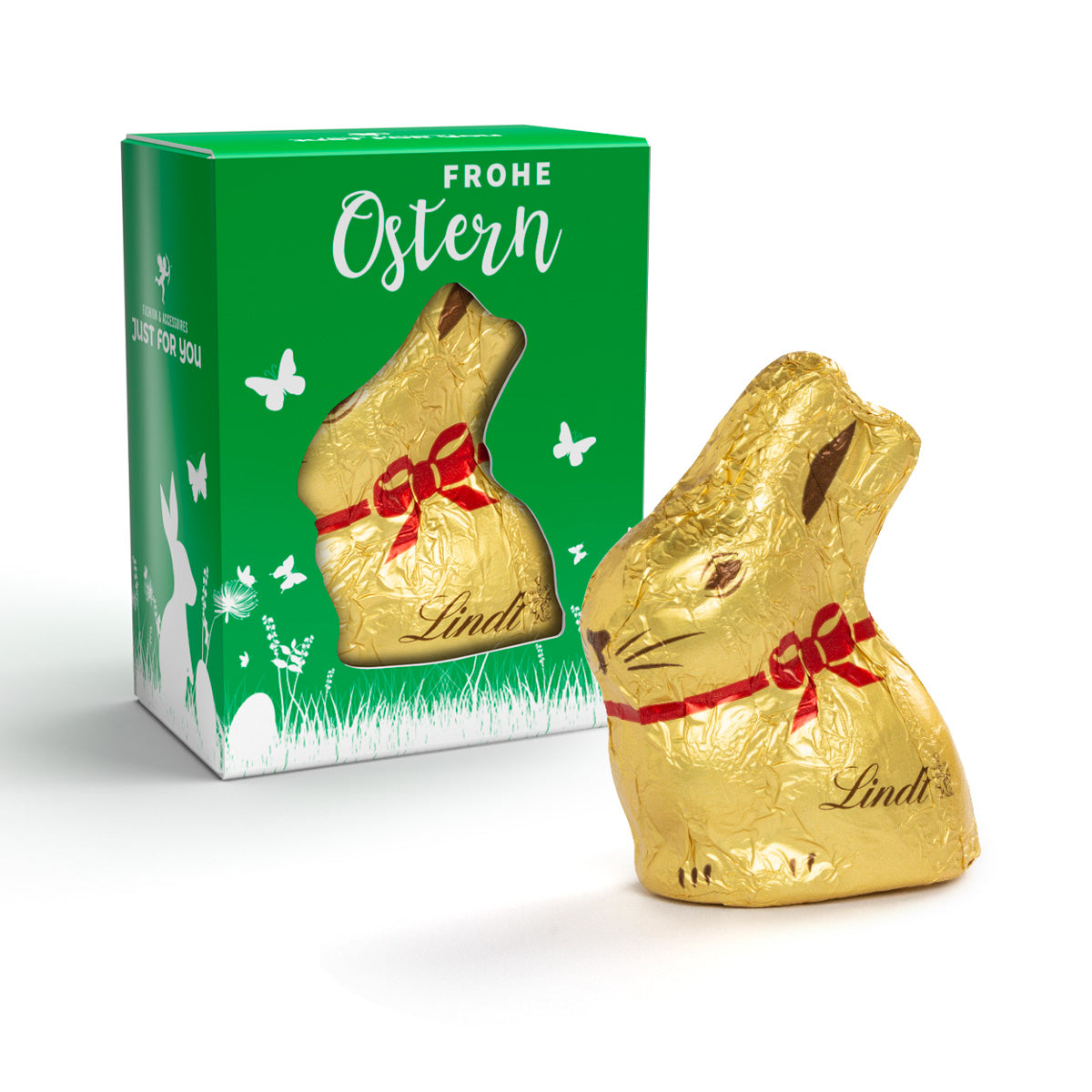 Lindt Mini Goldhase in kleiner bedruckter Werbekartonage
