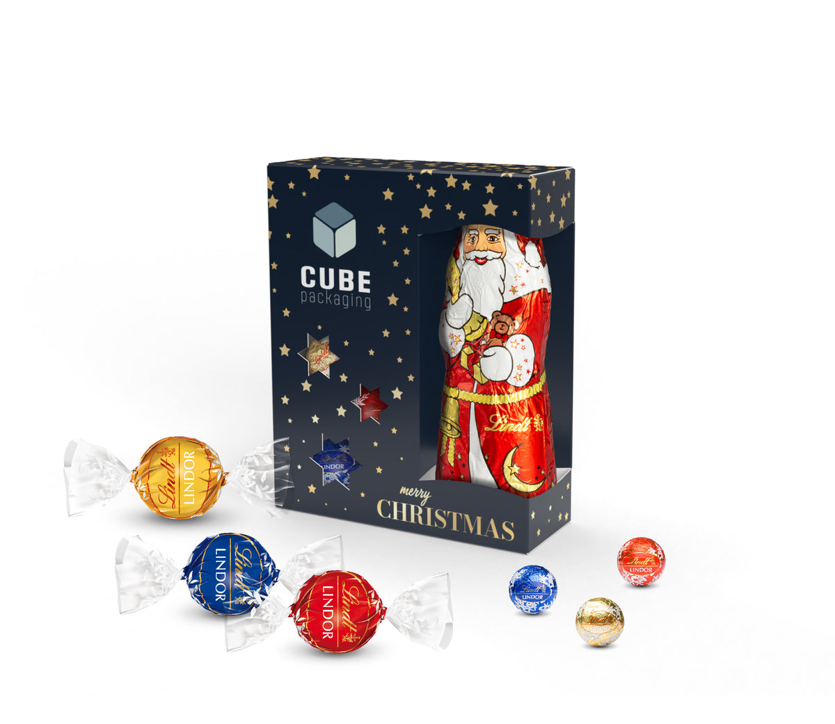 Lindt Nikolaus Mix Box mit Nikolaus und Lindor Kugeln, bedruckt