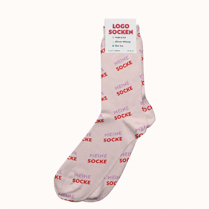 Crew Socken mit Logo, komplett im eigenen Design gestrickt