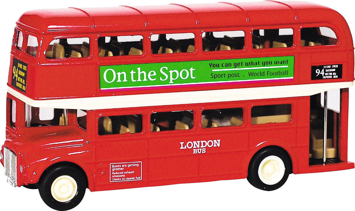 London Bus aus Spritzguss in Rot mit Rückzugmotor, 12er Set