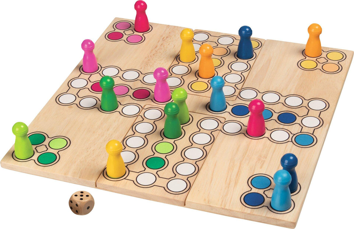 Ludo Brettspiel mit bunten Spielfiguren, 24 cm, von goki