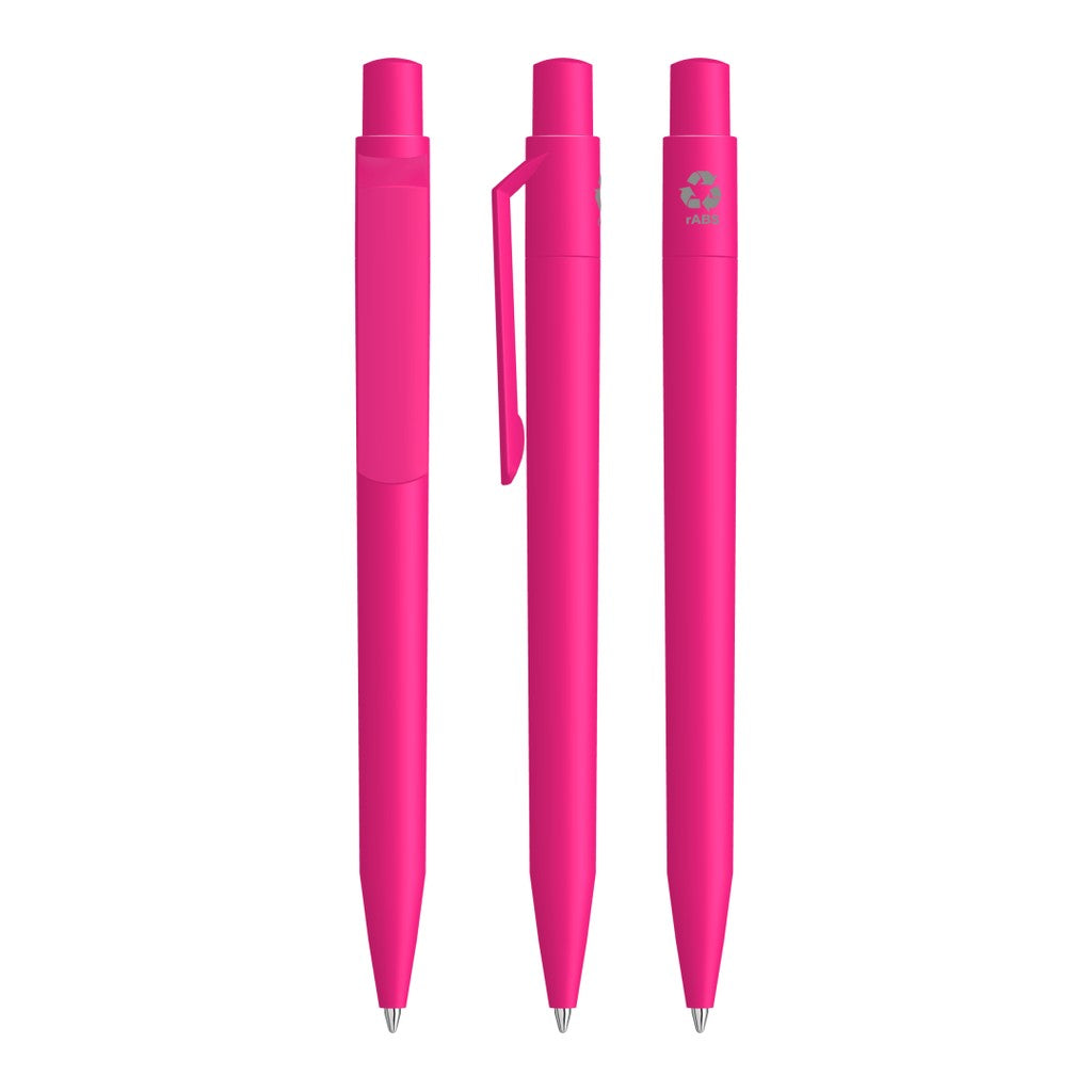Matter Druckkugelschreiber mit farbigem Stopfen – Magenta