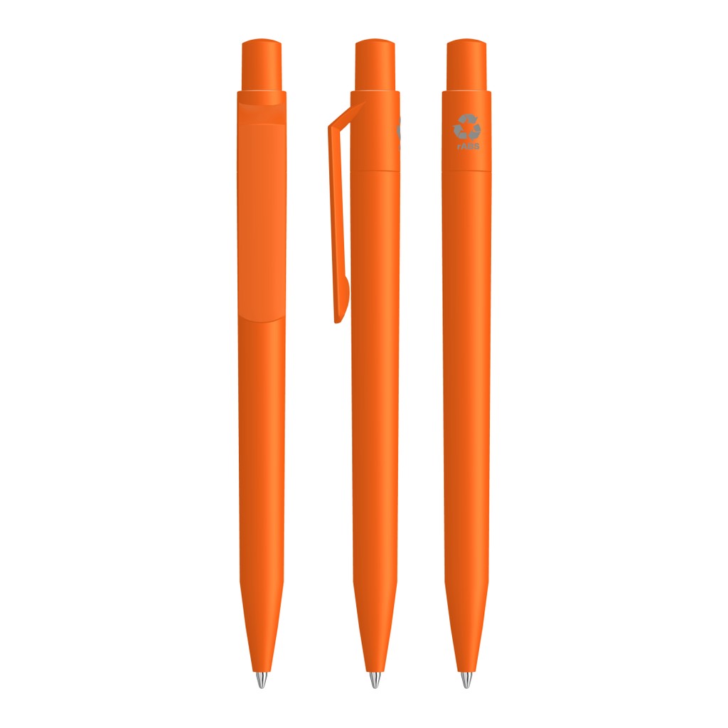 Matter Druckkugelschreiber mit farbigem Stopfen – Orange