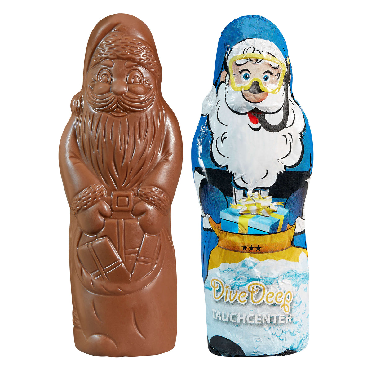 MAXI Schoko Weihnachtsmann in Alufolie mit Werbeaufdruck