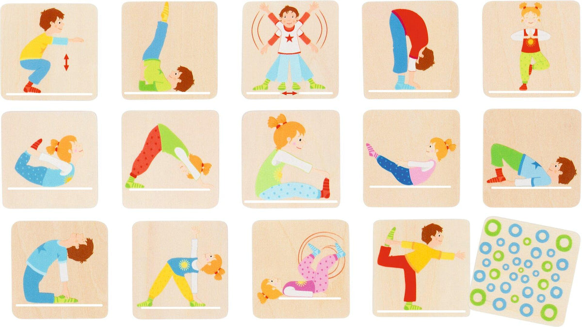 Memospiel Gymnastikübungen mit Kindern aus Holz – Ansicht