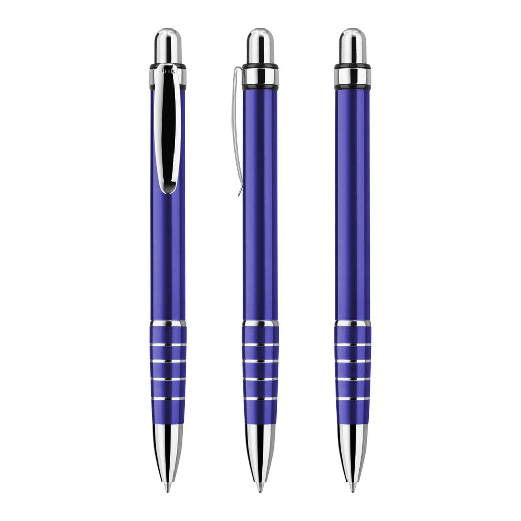 Metall Druckkugelschreiber mit Ringgriffzone – Blau