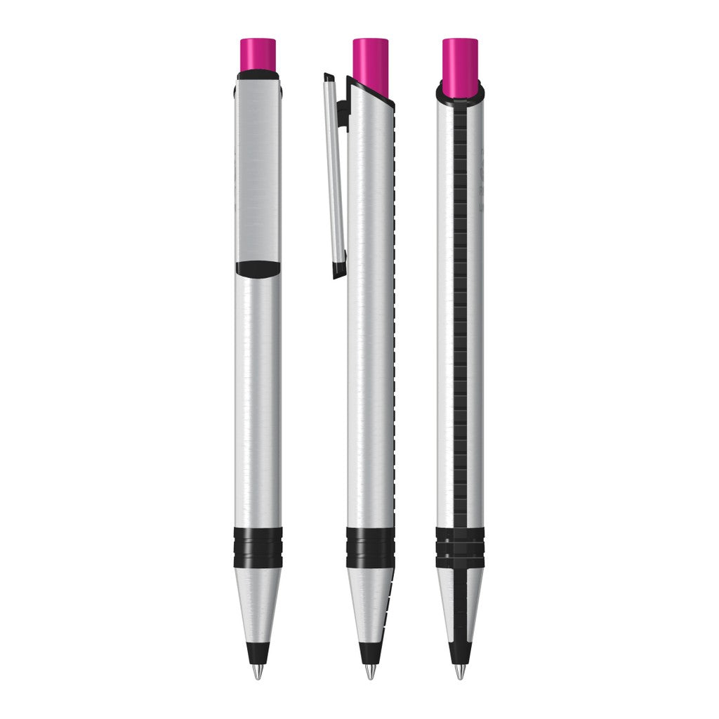 Metall Druckkugelschreiber mit schwarzem Clip – Magenta