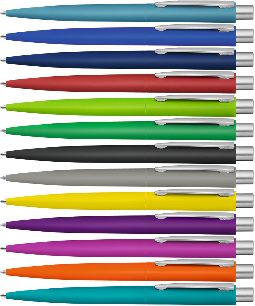 Metall Druckkugelschreiber Softtouch mit mattem Chromclip – alle Farben