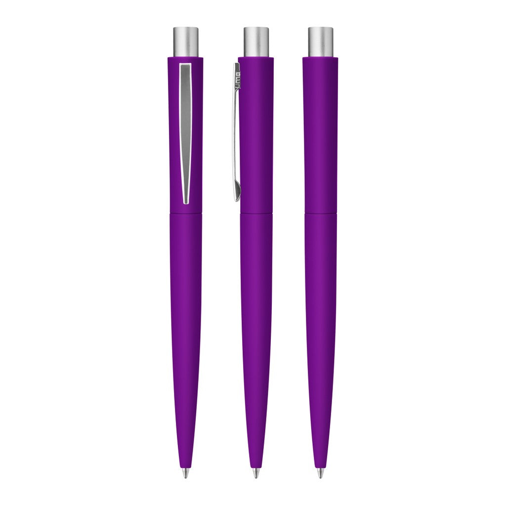Metall Druckkugelschreiber Softtouch mit mattem Chromclip – Violett