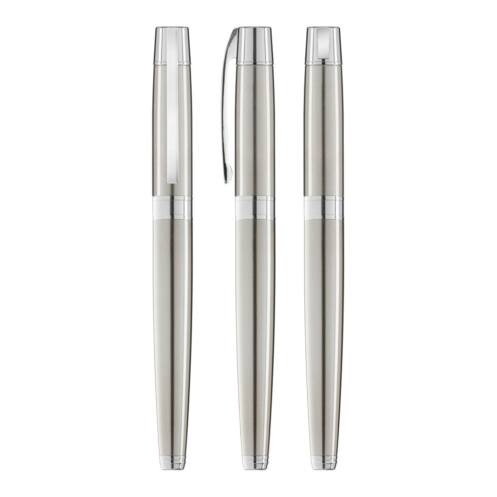 Metall Rollerball mit schwarzer Gummigriffzone – Edelstahl