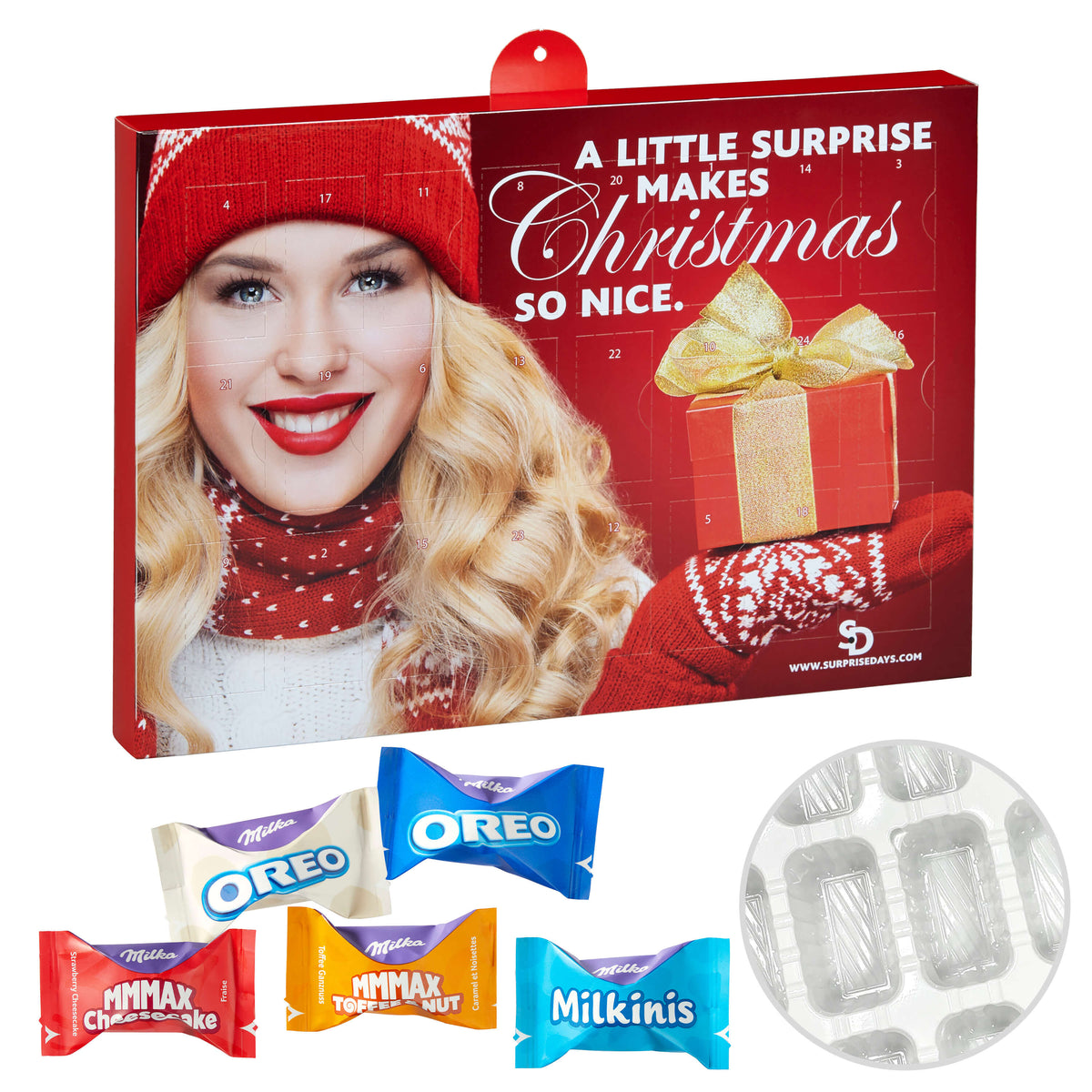 Milka Adventskalender mit Tiefziehteil aus Folie, 230 g