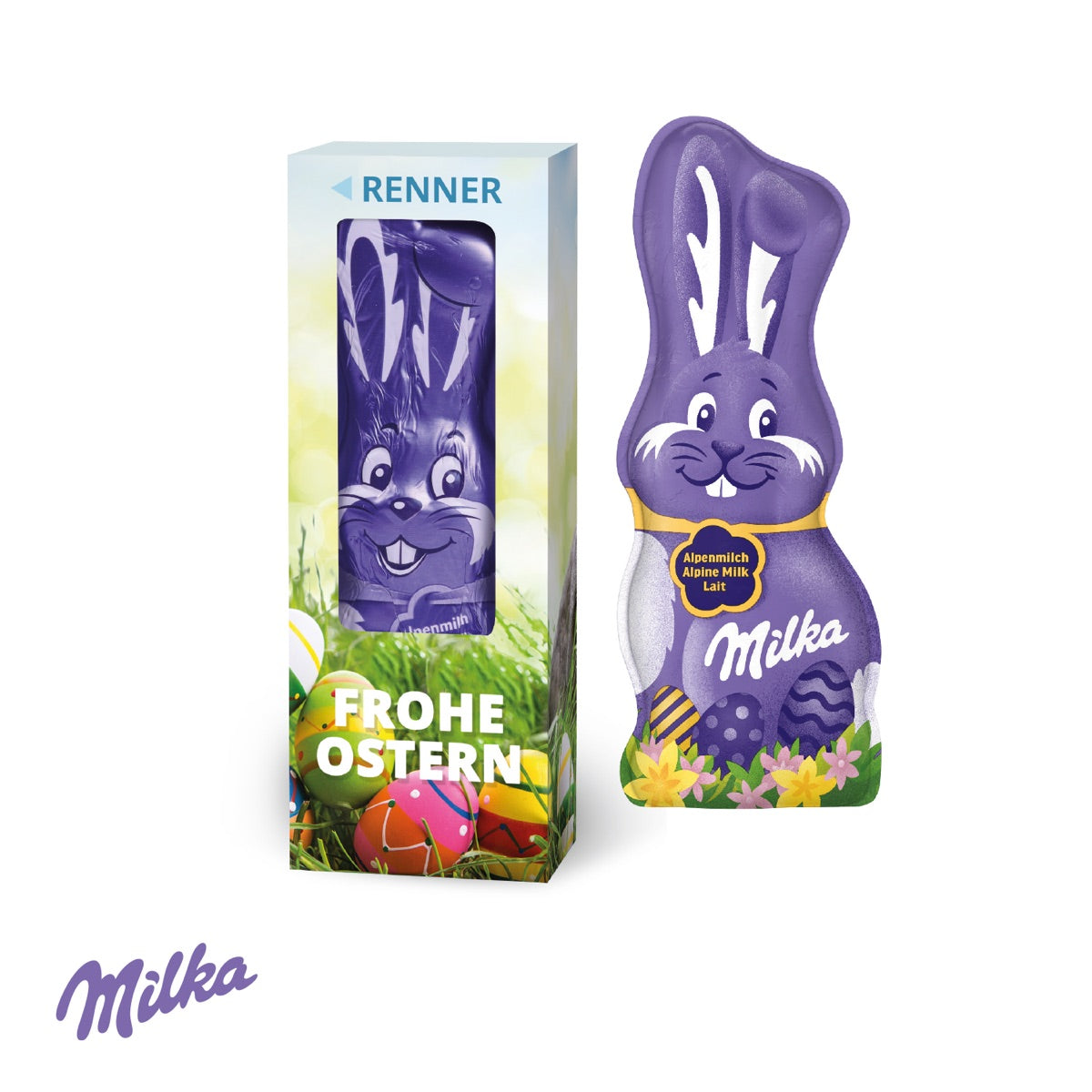 Milka Schmunzelhase in der Werbebox, 45 g