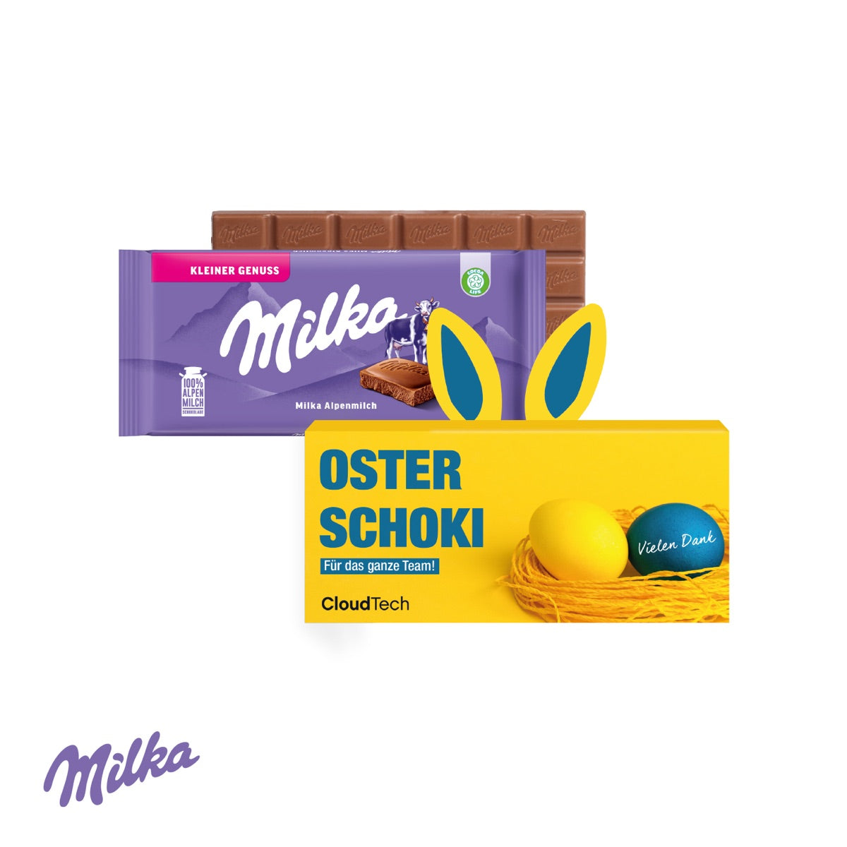 Milka Schokoladentafel mit Hasenohren