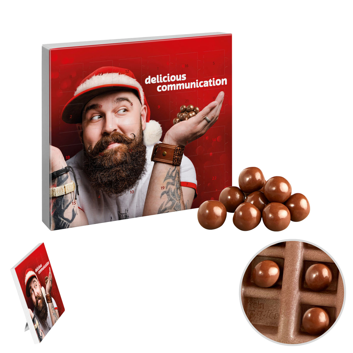 Quadratischer Mini Adventskalender mit bedruckter Vorderseite